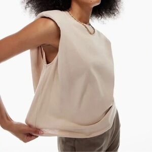 Aritzia Babaton Sculpt Knit Shoulder Pad Tee Beige 2XS Minimalist Tank Top